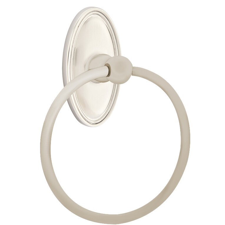 Emtek Traditional Brass Towel Ring (6 7/8" Overall) With Oval Rosette in Satin Nickel finish