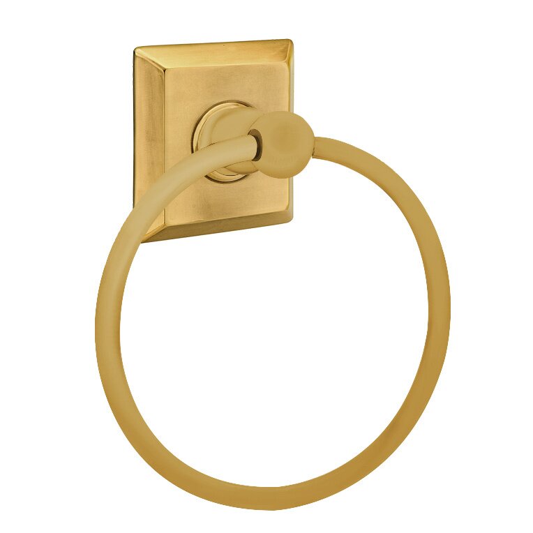 Emtek Traditional Brass Towel Ring (6 7/8" Overall) With Quincy Rosette in French Antique finish