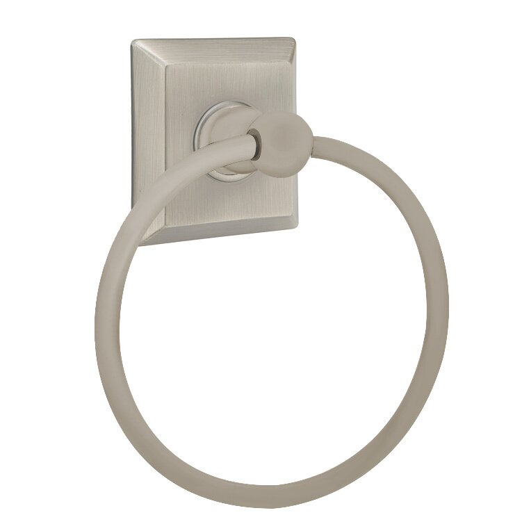 Emtek Traditional Brass Towel Ring (6 7/8" Overall) With Quincy Rosette in Pewter finish