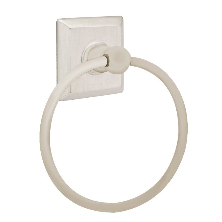 Emtek Traditional Brass Towel Ring (6 7/8" Overall) With Quincy Rosette in Satin Nickel finish