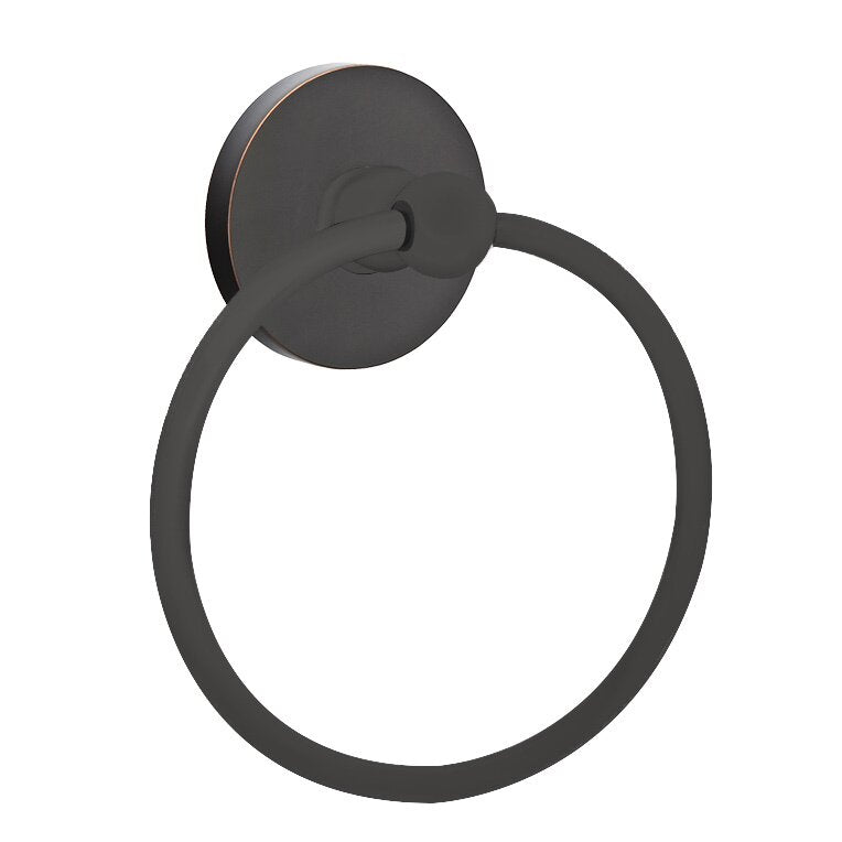 Emtek Traditional Brass Towel Ring (6 7/8" Overall) With Regular Disc Rosette in Oil Rubbed Bronze finish