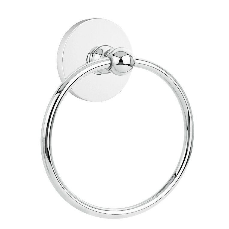 Emtek Traditional Brass Towel Ring (6 7/8" Overall) With Regular Disc Rosette in Polished Chrome finish