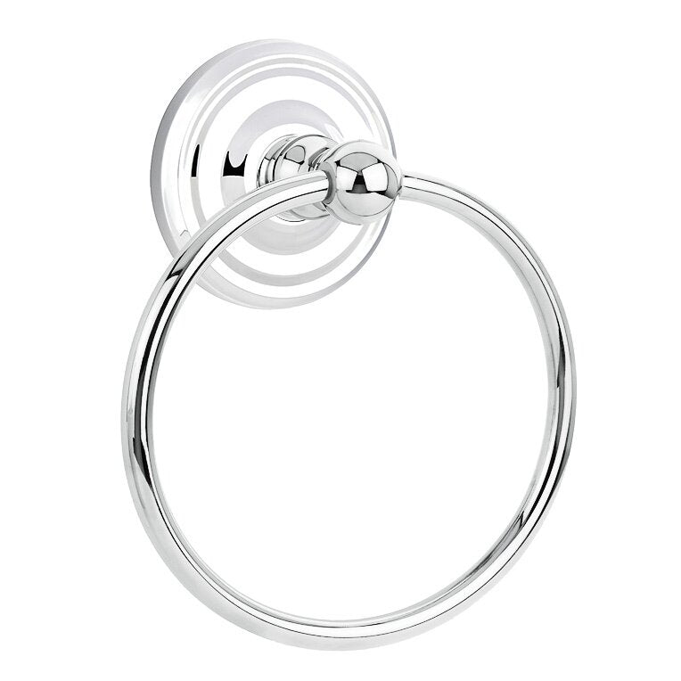 Emtek Traditional Brass Towel Ring (6 7/8" Overall) With Regular Rosette in Polished Chrome finish