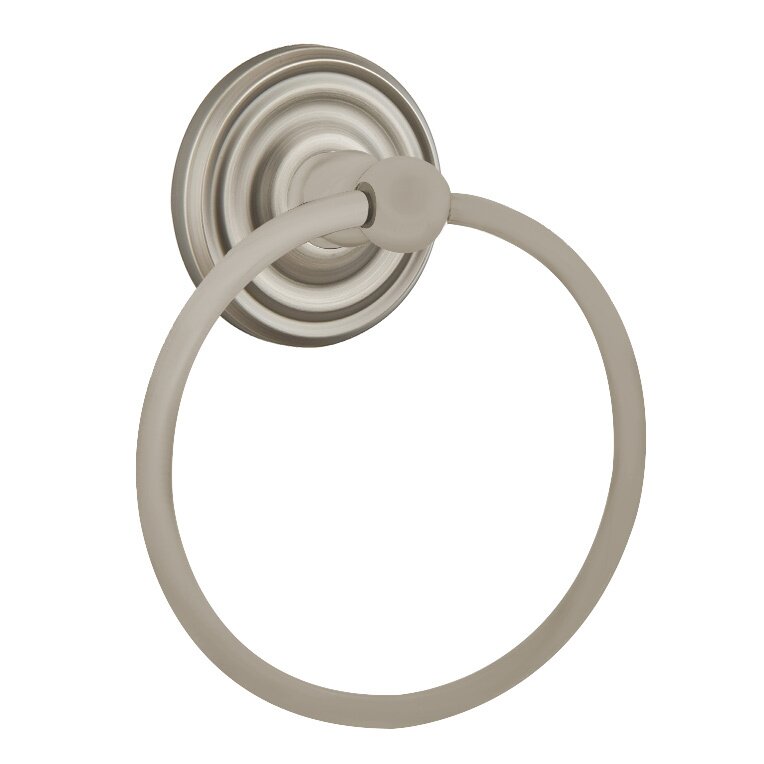 Emtek Traditional Brass Towel Ring (6 7/8" Overall) With Small Regular Rosette in Pewter finish