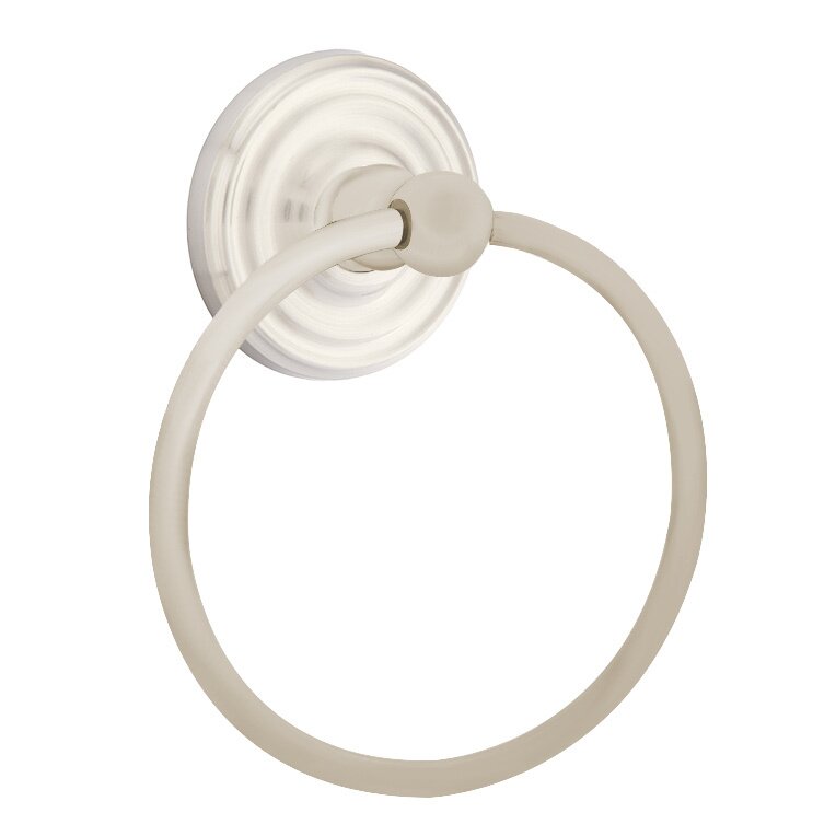 Emtek Traditional Brass Towel Ring (6 7/8" Overall) With Small Regular Rosette in Satin Nickel finish