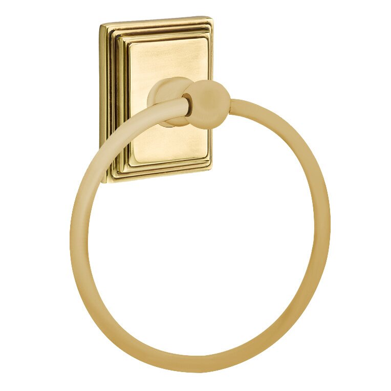 Emtek Traditional Brass Towel Ring (6 7/8" Overall) With Wilshire Rosette in French Antique finish