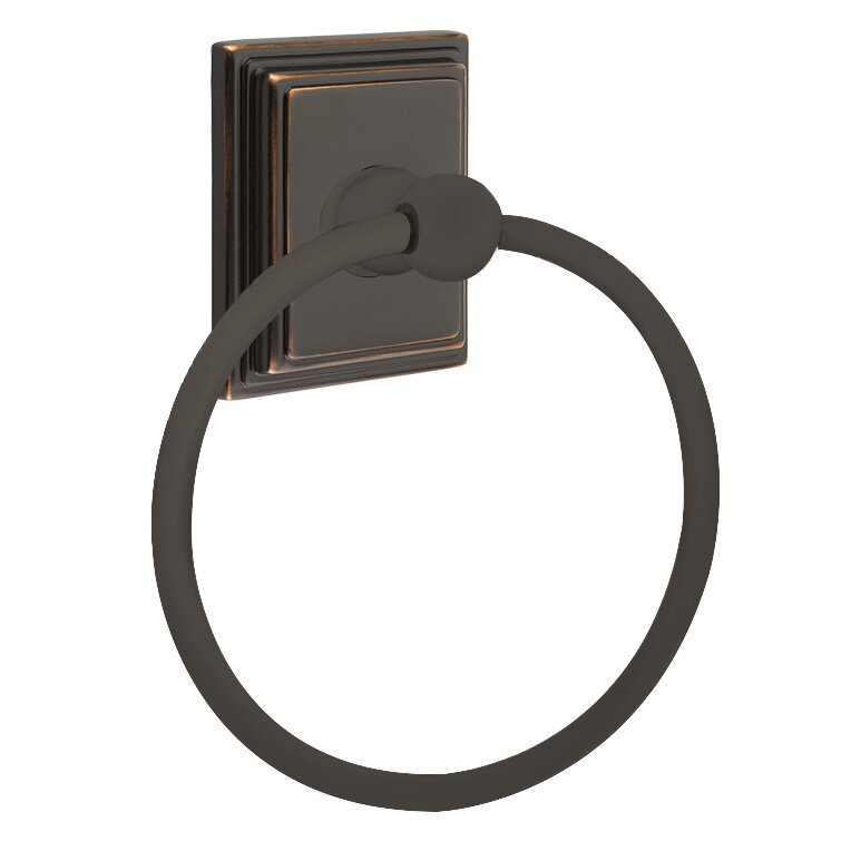 Emtek Traditional Brass Towel Ring (6 7/8" Overall) With Wilshire Rosette in Oil Rubbed Bronze finish