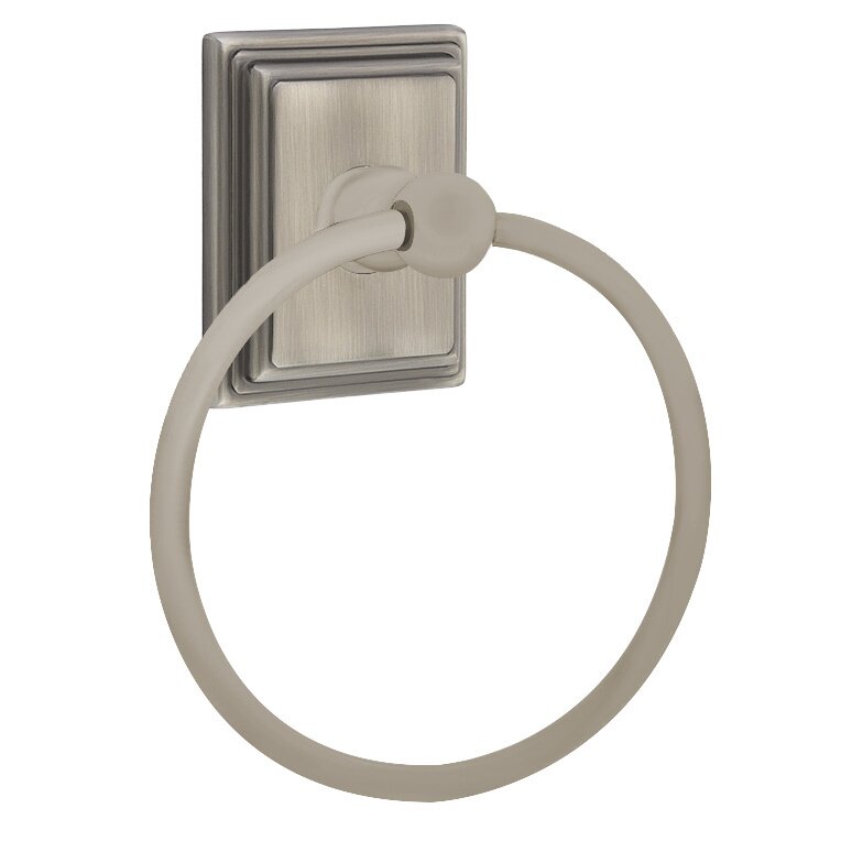 Emtek Traditional Brass Towel Ring (6 7/8" Overall) With Wilshire Rosette in Pewter finish