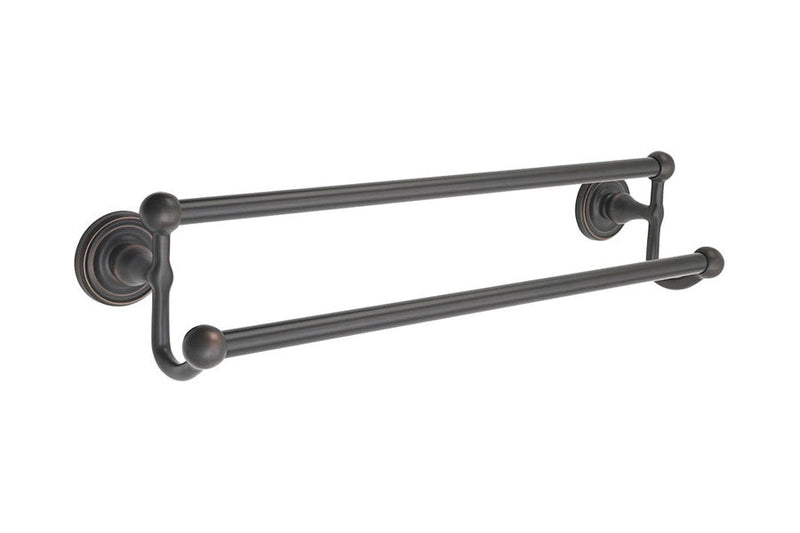 Emtek Traditional BrassDouble Towel Bar (24" width) With Regular Disk Rosette in Oil Rubbed Bronze finish