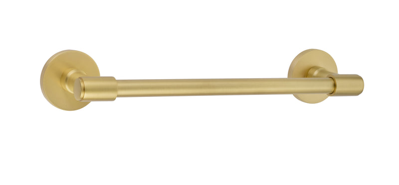 Emtek Transitional Brass Towel Bar (12" Wide) With Disk Rosette in Satin Brass finish