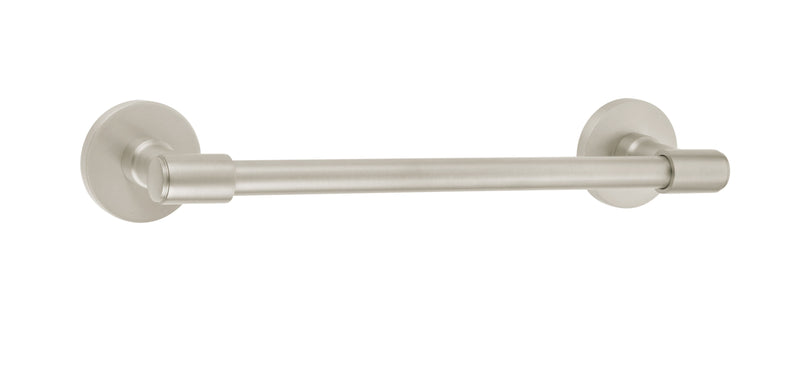 Emtek Transitional Brass Towel Bar (12" Wide) With Disk Rosette in Satin Nickel finish