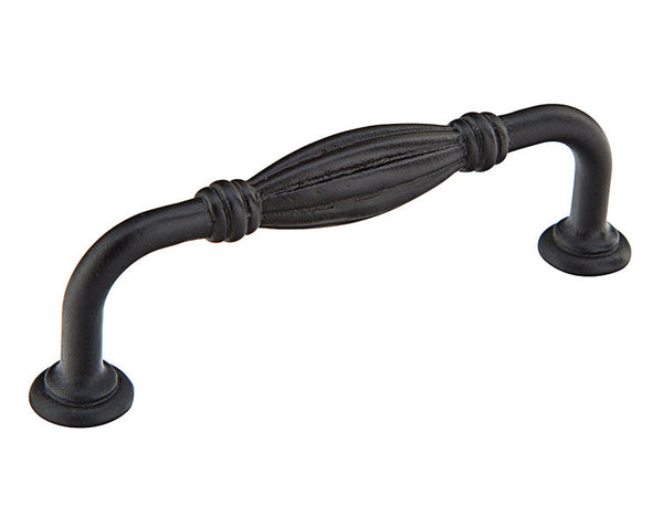 Emtek Tuscany Bronze Fluted Cabinet Pull, 10" Center to Center in Flat Black Bronze Patina finish