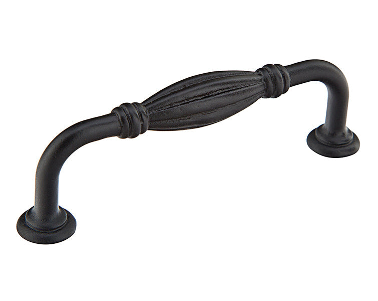 Emtek Tuscany Bronze Fluted Cabinet Pull, 3 1/2" Center to Center in Flat Black Bronze Patina finish