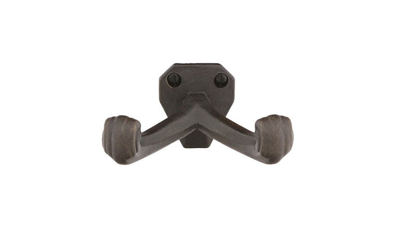 Emtek Tuscany Double Robe Hook (1 1/4" projection) in Medium Bronze Patina finish