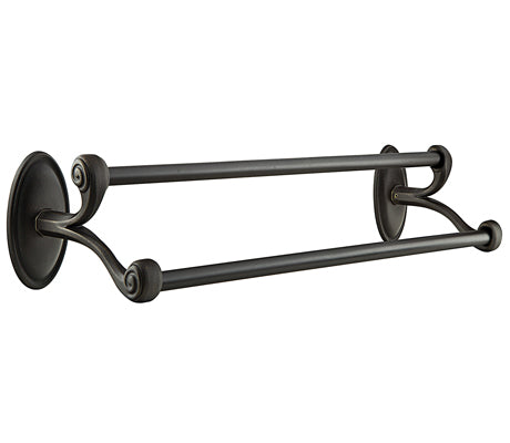 Emtek Tuscany Double Towel Bar (18" width) With #14 Rosette in Medium Bronze Patina finish