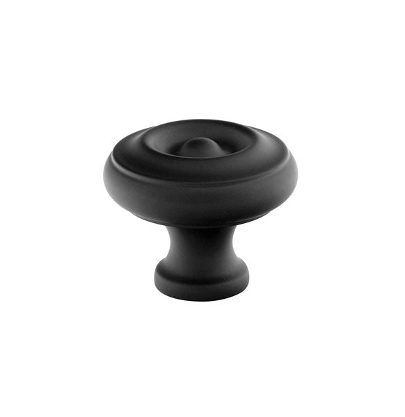 Emtek Waverly Knob 1-1/4" Wide (1-1/8" Projection) in Flat Black finish