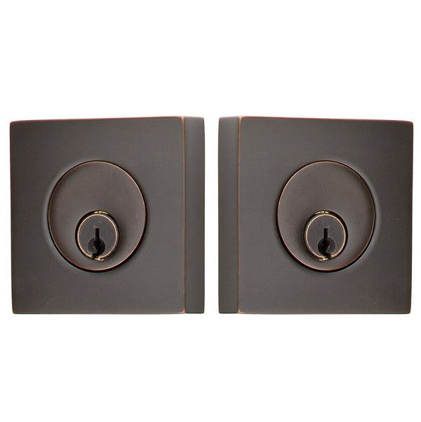 Emtek Weiser Keyway, Square Deadbolt, Double Cylinder in Oil Rubbed Bronze finish