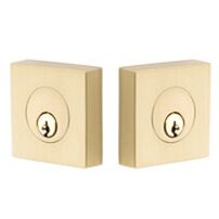 Emtek Weiser Keyway, Square Deadbolt, Double Cylinder in Satin Brass finish