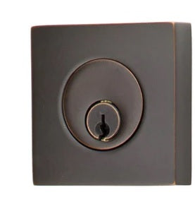 Emtek Weiser Keyway, Square Deadbolt, Single Cylinder in Oil Rubbed Bronze finish