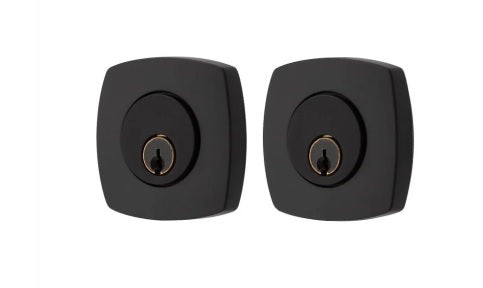 Emtek Weiser Keyway, Urban Modern Deadbolt, Double Cylinder in Flat Black finish