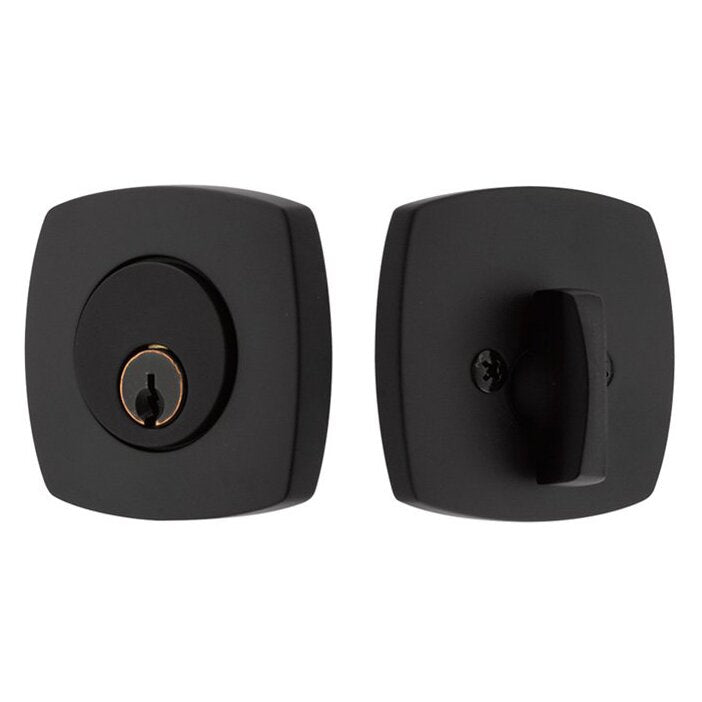 Emtek Weiser Keyway, Urban Modern Deadbolt, Single Cylinder in Flat Black finish