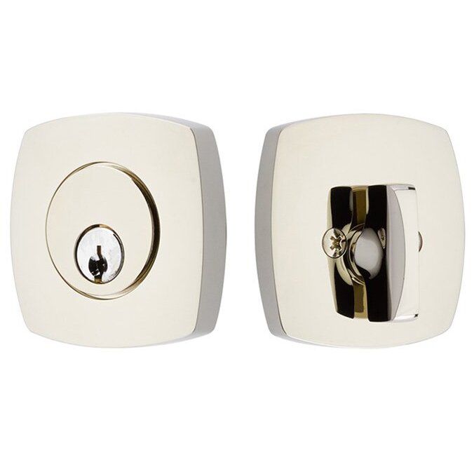 Emtek Weiser Keyway, Urban Modern Deadbolt, Single Cylinder in Lifetime Polished Nickel finish