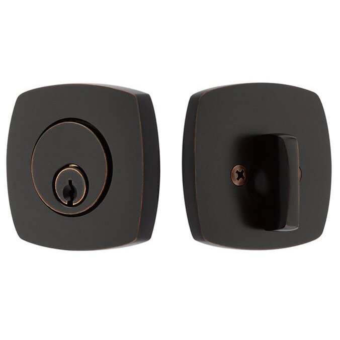 Emtek Weiser Keyway, Urban Modern Deadbolt, Single Cylinder in Oil Rubbed Bronze finish