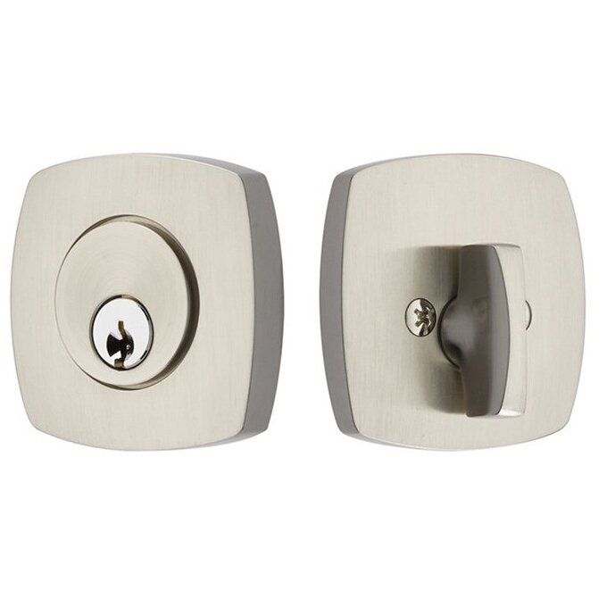 Emtek Weiser Keyway, Urban Modern Deadbolt, Single Cylinder in Satin Nickel finish