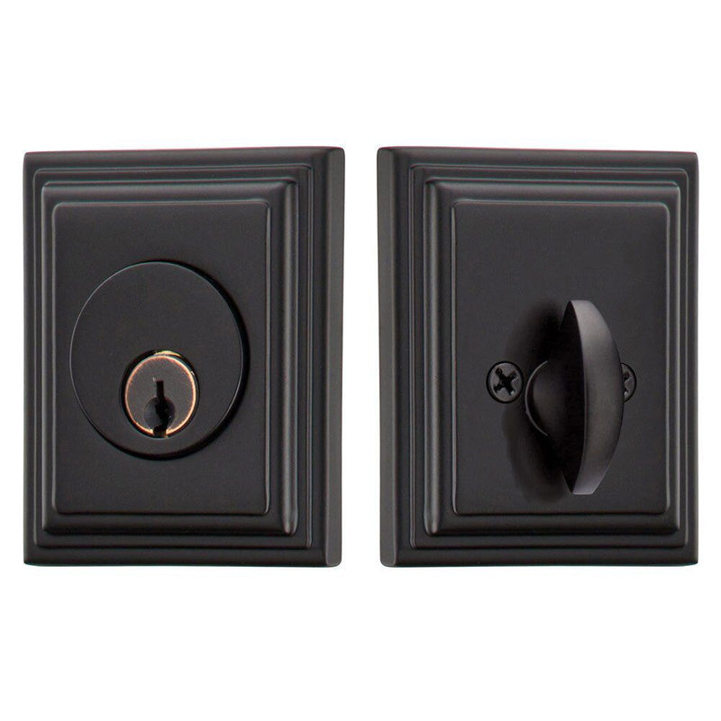 Emtek Wilshire Deadbolt, Single Cylinder in Flat Black finish