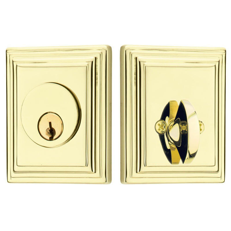 Emtek Wilshire Deadbolt, Single Cylinder in Lifetime Polished Brass finish