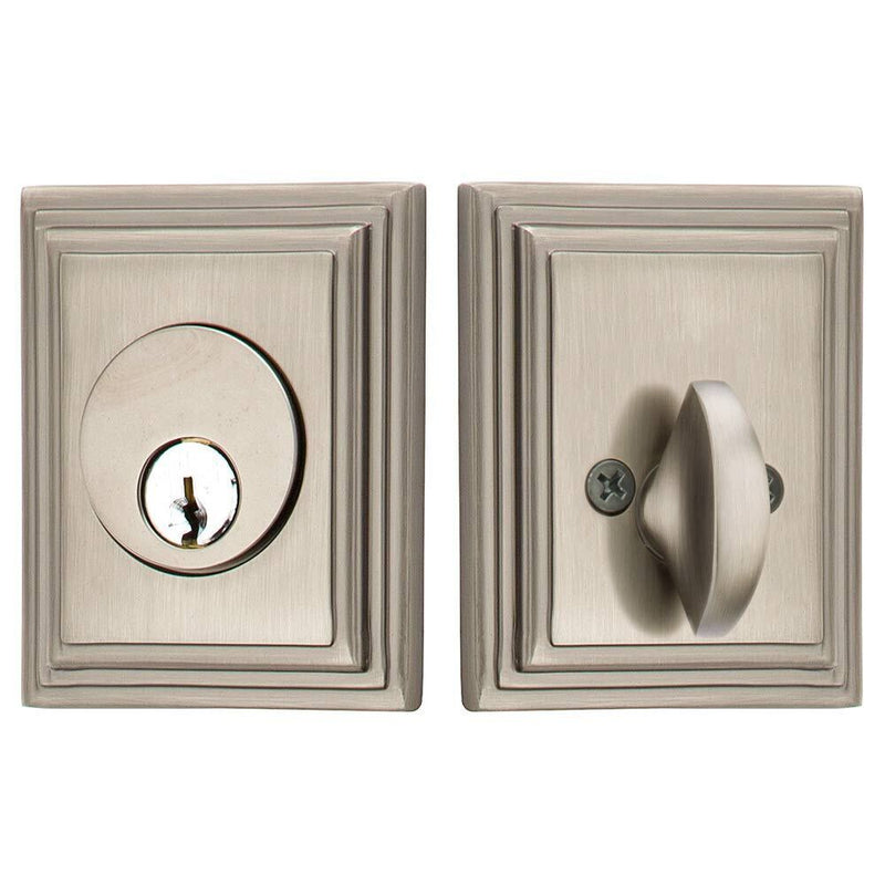 Emtek Wilshire Deadbolt, Single Cylinder in Pewter finish