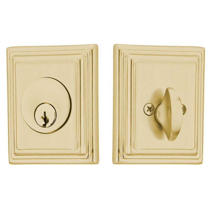 Emtek Wilshire Deadbolt, Single Cylinder in Satin Brass finish