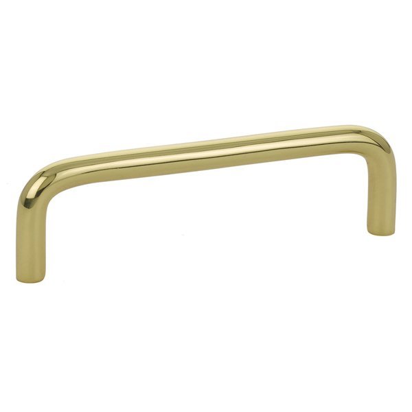 Emtek Wire Cabinet Pull, 4" Center to Center in Unlacquered Brass finish