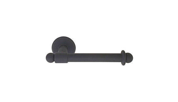 Emtek Wrought Steel Paper Holder - Bar Style (3 3/8" Projection) With #3 Rosette in Flat Black Bronze Patina finish