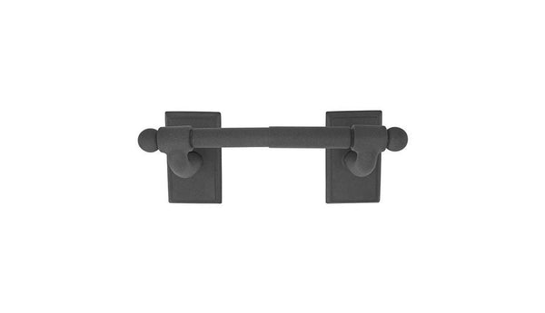 Emtek Wrought Steel Paper Holder - Spring Rod Style (3 3/8" Projection) With #3 Rosette in Flat Black Bronze Patina finish