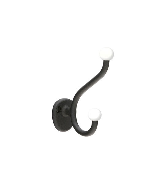 Emtek Wrought Steel Robe Hook (3" upper hook projection) in Flat Black Steel finish