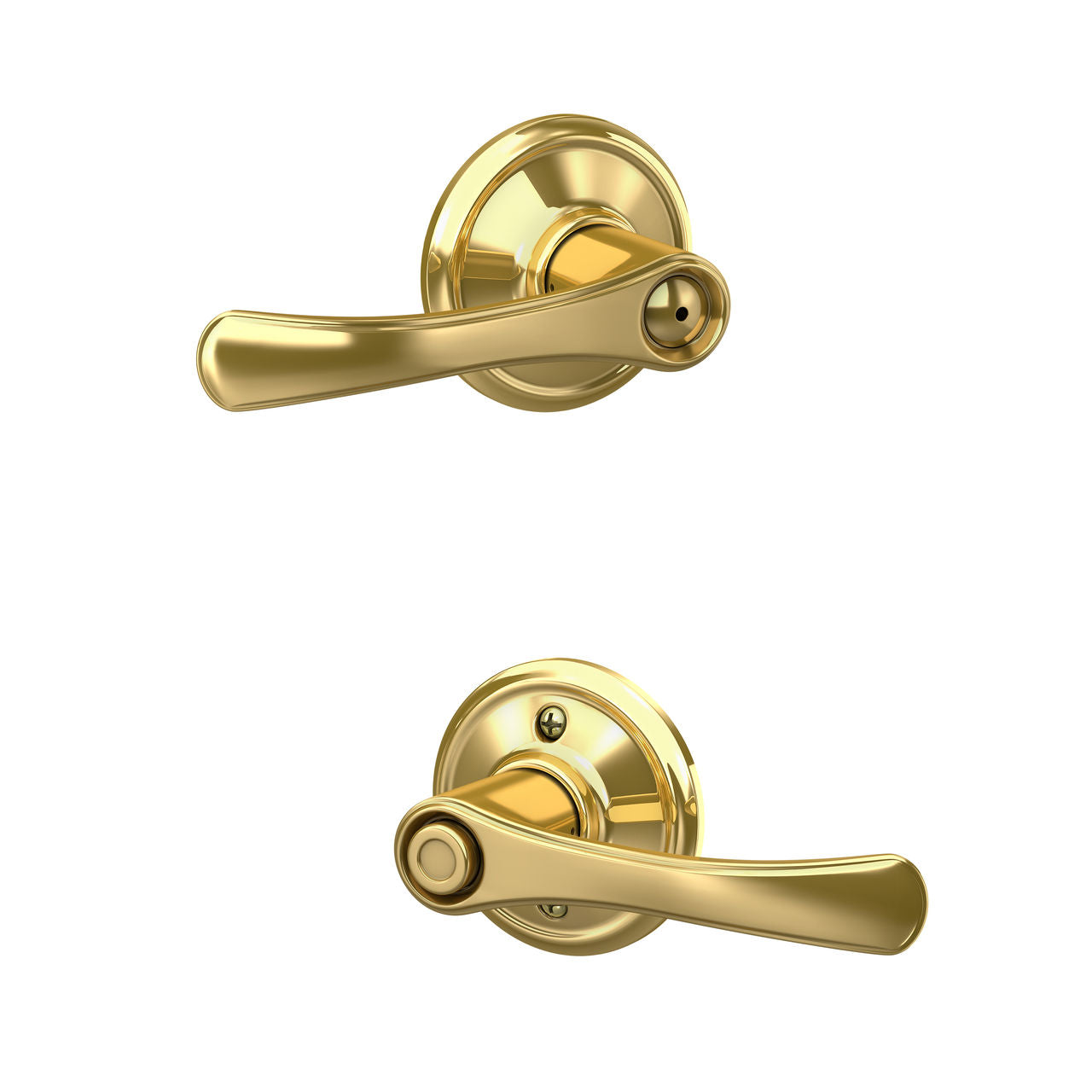 Schlage Avila Privacy Lever Bright Brass