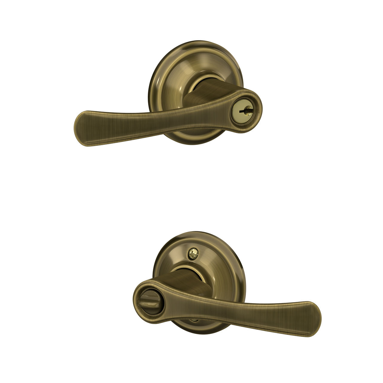 Schlage Avila Lever Keyed Entry Lock Antique Brass