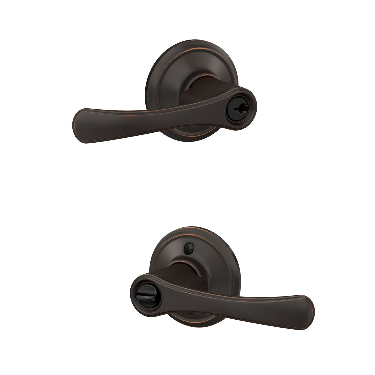 Schlage Avila Lever Keyed Entry Lock Aged Bronze