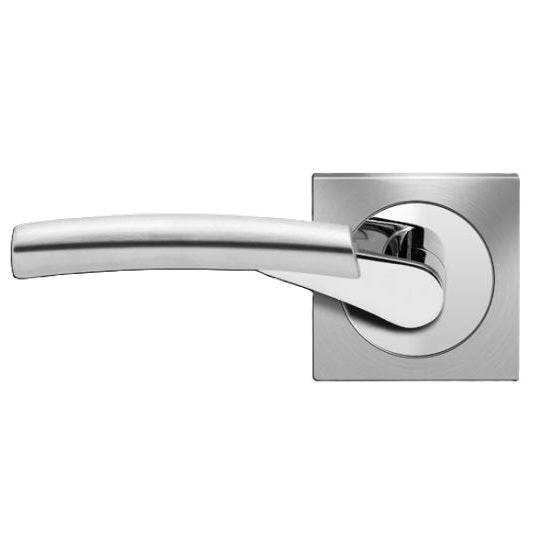 Karcher Atlantis Left Handed Half Dummy Lever with Square 3 Piece Rosette in Polished and Satin Stainless Steel finish