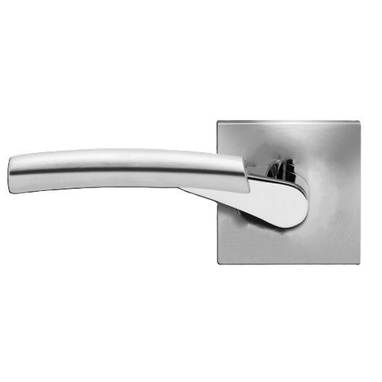 Karcher Atlantis Left Handed Half Dummy Lever with Square Plan Design Rosette in Polished and Satin Stainless Steel finish