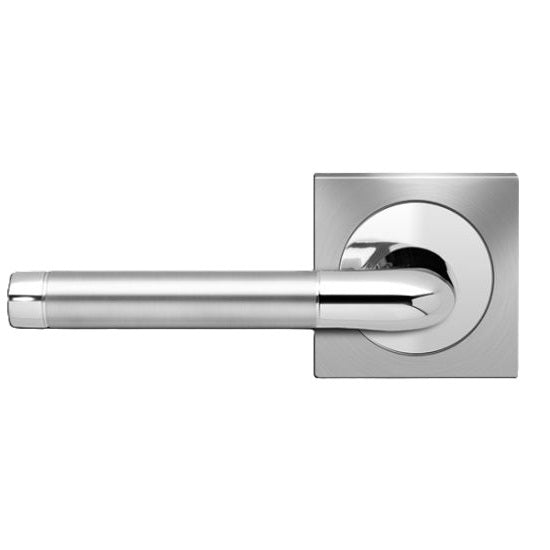 Karcher Babylon Left Handed Half Dummy Lever with Square 3 Piece Rosette in Polished and Satin Stainless Steel finish