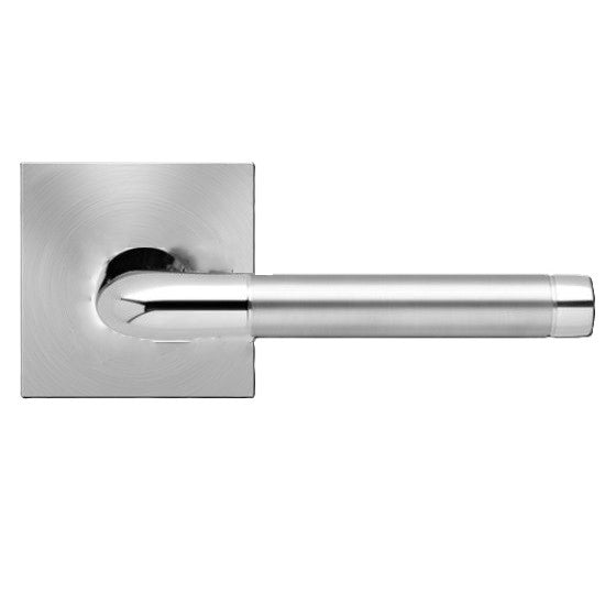 Karcher Babylon Right Handed Half Dummy Lever with Square Plan Design Rosette in Polished and Satin Stainless Steel finish