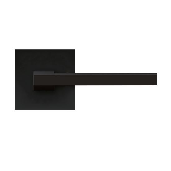 Karcher Boston Privacy Lever with Plan Design Square Rosette-2 ¾″ Backset in Cosmos Black finish