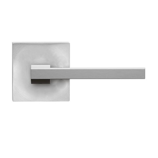 Karcher Boston Privacy Lever with Plan Design Square Rosette-2 ¾″ Backset in Satin Stainless Steel finish