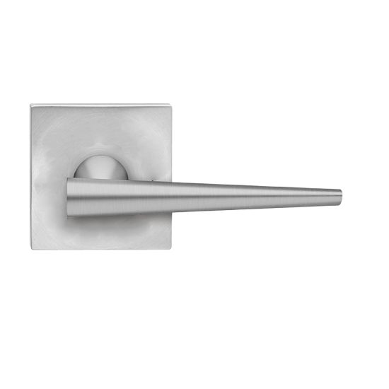 Karcher Brooklyn Passage Lever with Plan Design Square Rosette-2 ¾″ Backset in Satin Stainless Steel finish