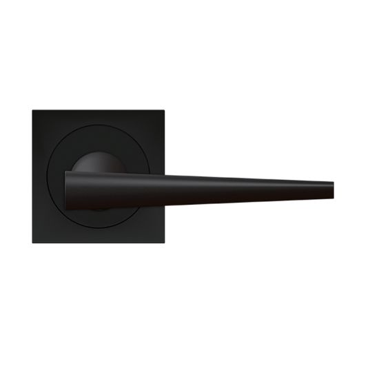 Karcher Brooklyn Passage Lever with Square 3 Piece Rosette-2 ¾″ Backset in Cosmos Black finish