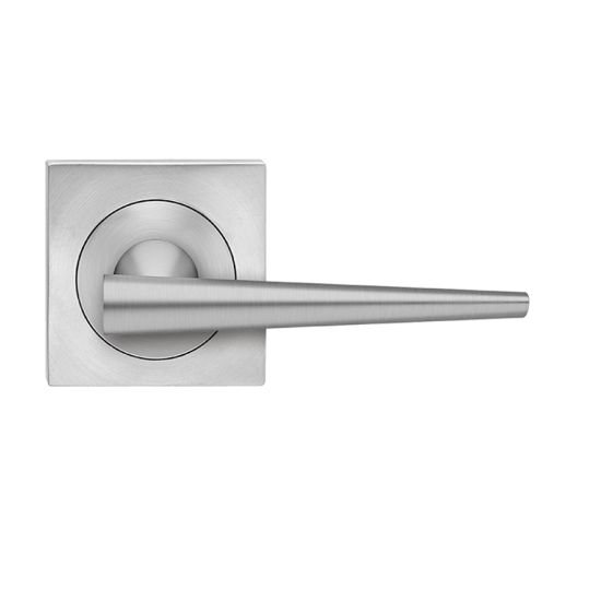 Karcher Brooklyn Passage Lever with Square 3 Piece Rosette-2 ¾″ Backset in Satin Stainless Steel finish