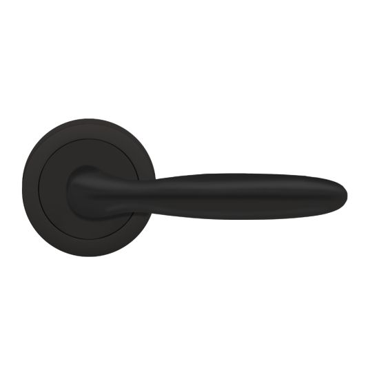 Karcher Corfu Passage Lever with Round 3 Piece Rosette-2 ¾″ Backset in Cosmos Black finish