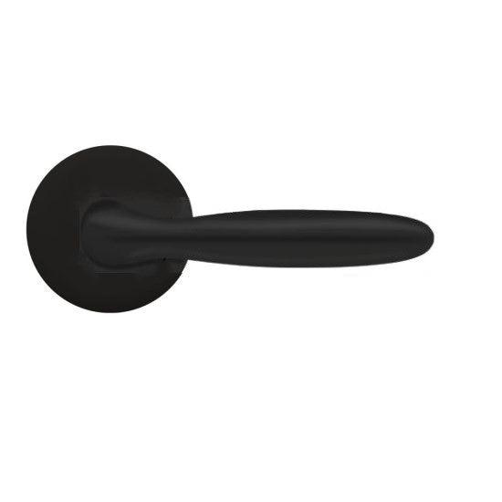 Karcher Corfu Passage Lever with Round Plan Design Rosette-2 ¾″ Backset in Cosmos Black finish